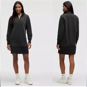 NWOT Lululemon Relaxed Fit Softstreme Long-Sleeve Half-Zip Dress Black Size: 10